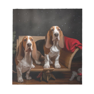 Basset Hound Snowy Sleigh Weihnachtsdekor Notizblock
