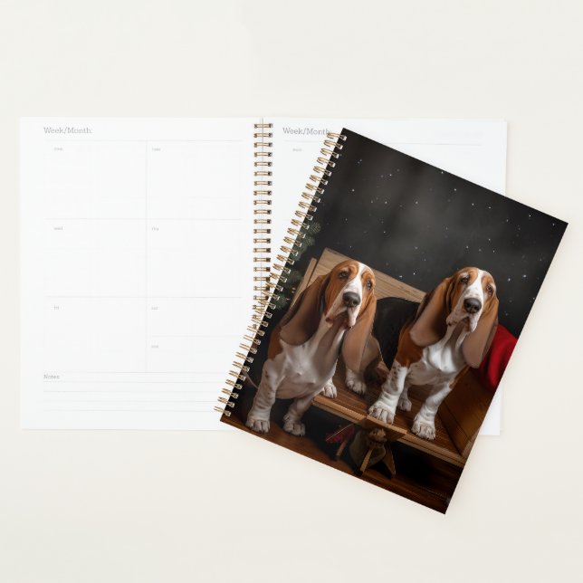 Basset Hound Snowy Sleigh Weihnachtsdekor Planer (Anzeige)