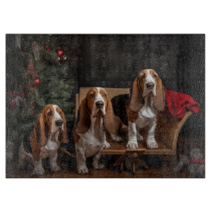 Basset Hound Snowy Sleigh Weihnachtsdekor Schneidebrett