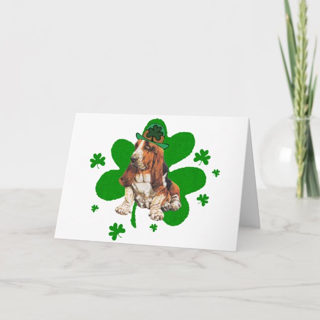 Basset Hound St. Paddys Day Karte (Vorderseite)