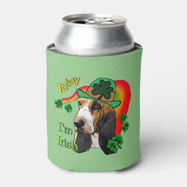 Basset Hound St. Patricks Day Dosenkühler (Kanne Vorderseite)