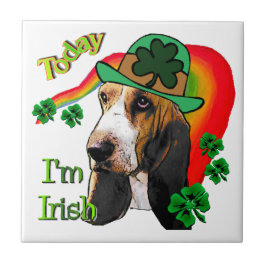 Basset Hound St Patricks Day Fliese