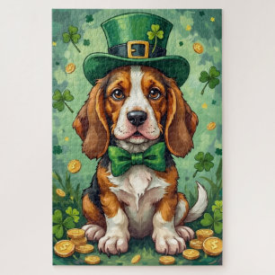 Basset Hound St. Patrick's Day Lustiger Glückshund Puzzle
