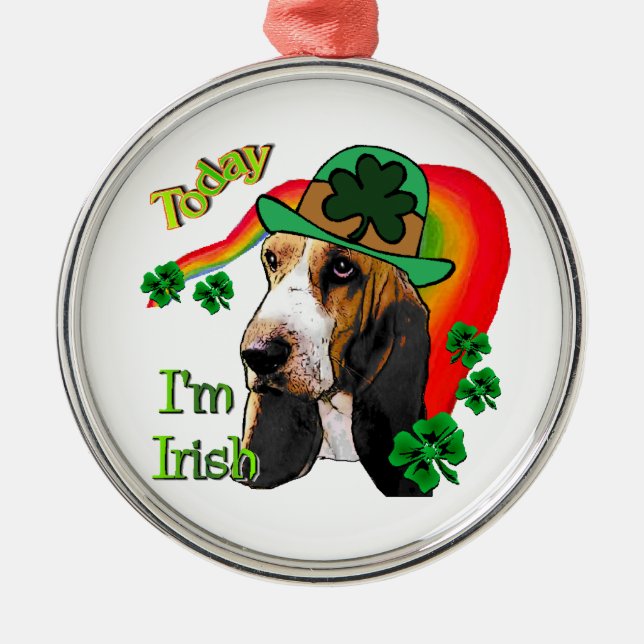 Basset Hound St Patricks Day Ornament Aus Metall (Vorne)