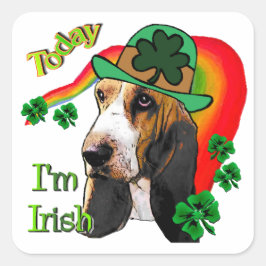 Basset Hound St Patricks Day Quadratischer Aufkleber