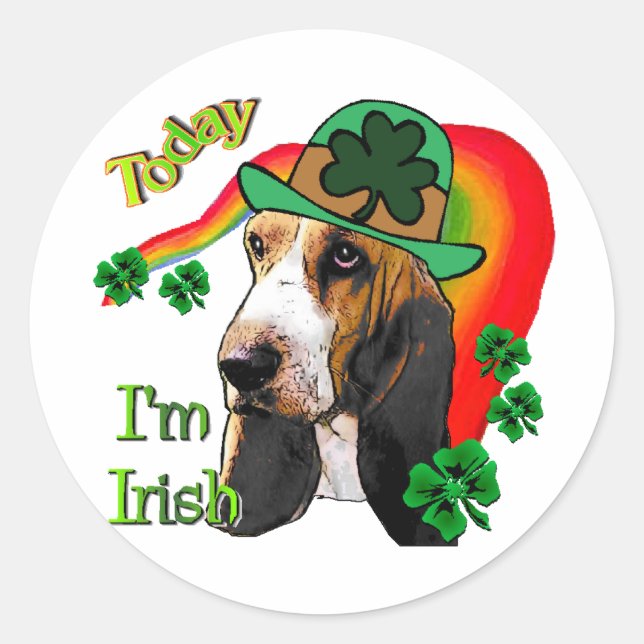 Basset Hound St Patricks Day Runder Aufkleber (Vorderseite)