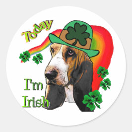 Basset Hound St Patricks Day Runder Aufkleber