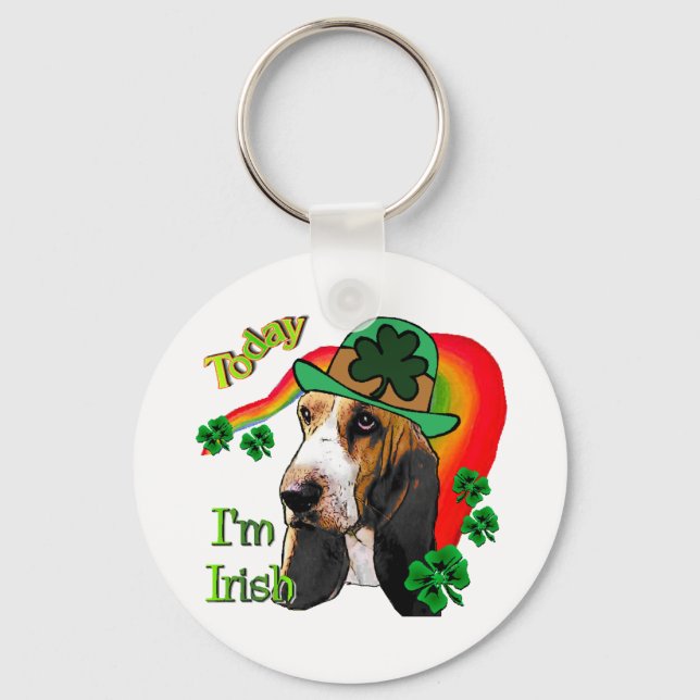 Basset Hound St Patricks Day Schlüsselanhänger (Vorderseite)