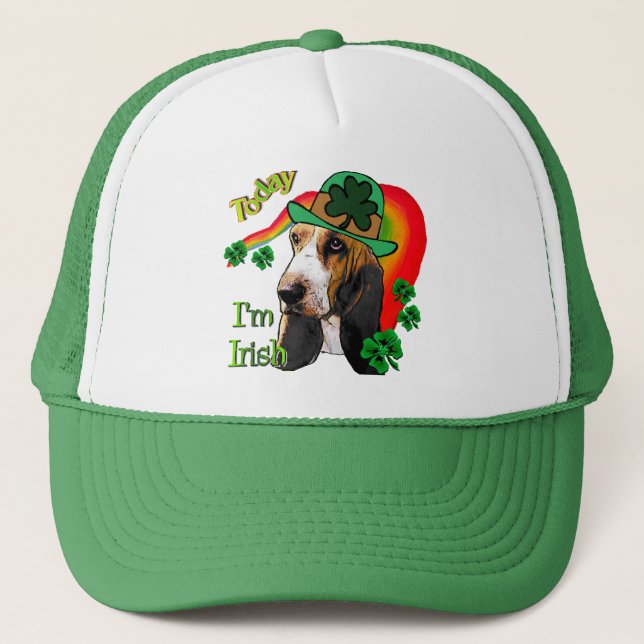 Basset Hound St Patricks Day Truckerkappe (Vorderseite)