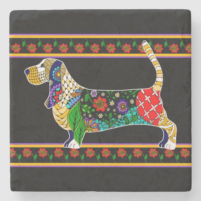 Basset Hound Stone Untersetzer (Vorderseite)