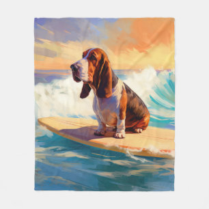 Basset Hound Strand Surfen Malerei Fleecedecke