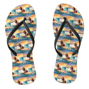 Basset Hound Strand Surfen Malerei Flip Flops