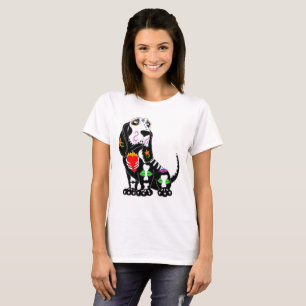 Basset Hound Sugar Skull T-Shirt