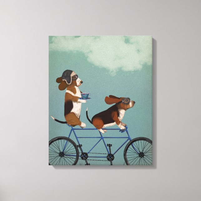 Basset Hound Tandem Leinwanddruck (Vorderseite)