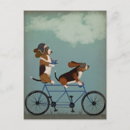 Basset Hound Tandem Postkarte