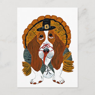 Basset Hound Thanksgiving-Truthahn Feiertagspostkarte