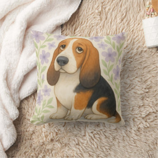 Basset Hound Throw Pillow Gift for Dog Lovers Flor Kissen