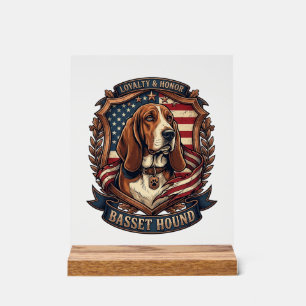 Basset Hound Treue Ehre Hund Amerikanische Flagge Acrylschild