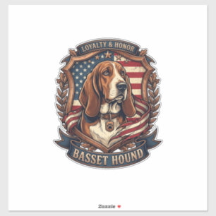 Basset Hound Treue Ehre Hund Amerikanische Flagge  Aufkleber