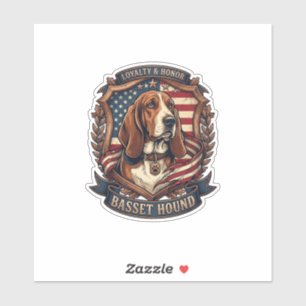 Basset Hound Treue Ehre Hund Amerikanische Flagge Aufkleber