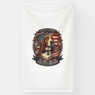 Basset Hound Treue Ehre Hund Amerikanische Flagge Banner
