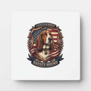 Basset Hound Treue Ehre Hund Amerikanische Flagge Fotoplatte