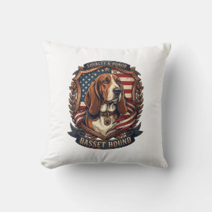 Basset Hound Treue Ehre Hund Amerikanische Flagge Kissen