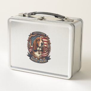 Basset Hound Treue Ehre Hund Amerikanische Flagge  Metall Brotdose