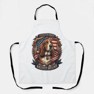 Basset Hound Treue Ehre Hund Amerikanische Flagge Schürze