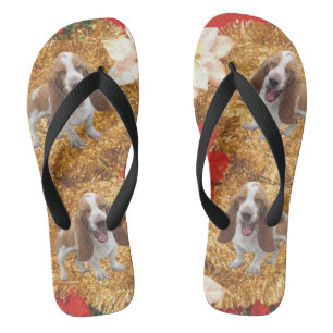 Basset Hound Ugly Christmas Sweater Flip Flops