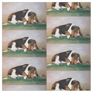 Basset Hound und Bunny Dog Kunststoffe Stoff