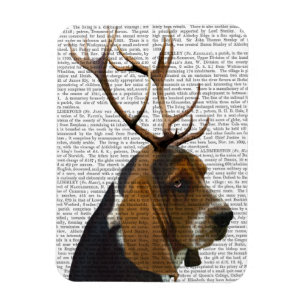 Basset Hound und Geweihe Magnet
