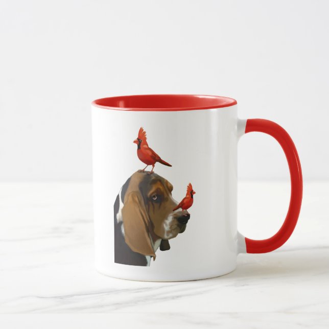 Basset Hound und Vögel Tasse (Rechts)