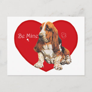 Basset Hound Valentinstag Feiertagspostkarte