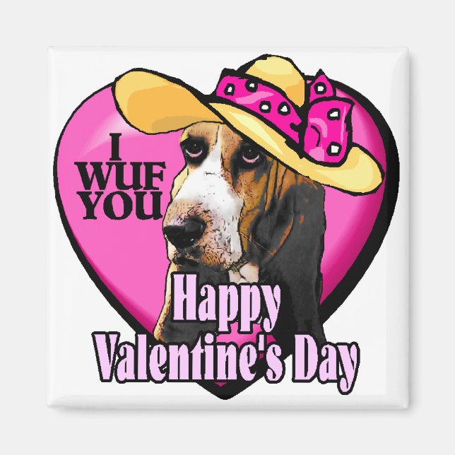 Basset Hound Valentinstag Geschenke Magnet (Vorne)