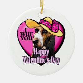 Basset Hound Valentinstag Keramik Ornament