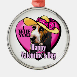 Basset Hound Valentinstag Silbernes Ornament
