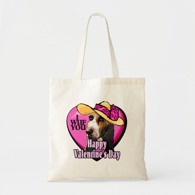 Basset Hound Valentinstag Tragetasche (Vorne)