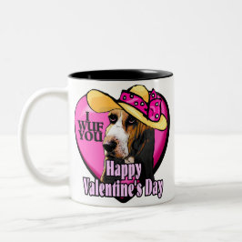 Basset Hound Valentinstag Zweifarbige Tasse