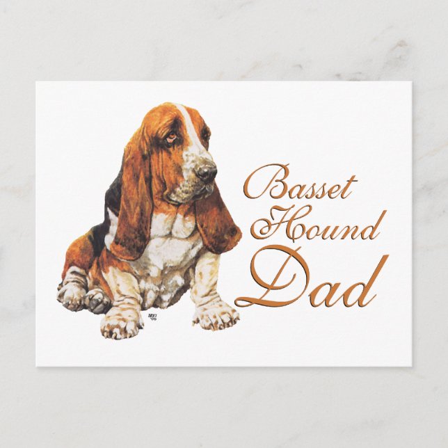 Basset Hound Vater Postkarte (Vorderseite)