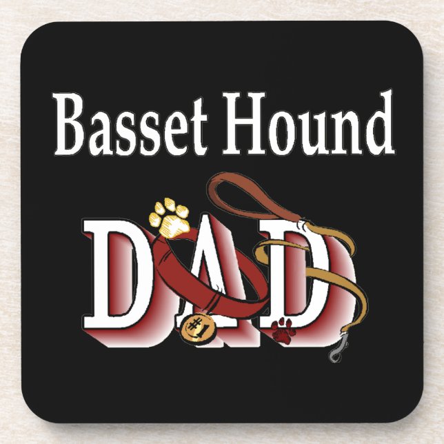 Basset Hound Vater Untersetzer (Vorderseite)