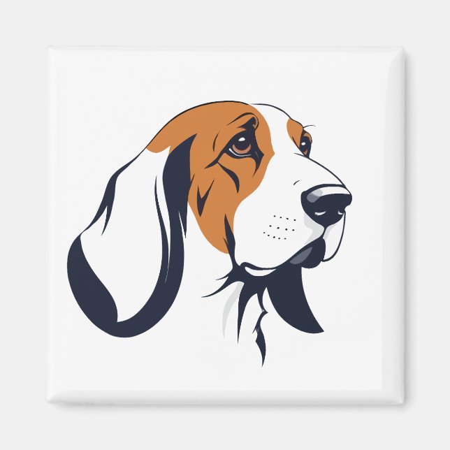 Basset Hound Vector Hoch über der Leventina Magnet (Vorne)