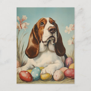 Basset Hound Vintag Ostern Postkarte