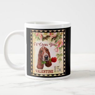 Basset Hound Vintage Valentinstag Lustiger Hund mi Jumbo-Tasse