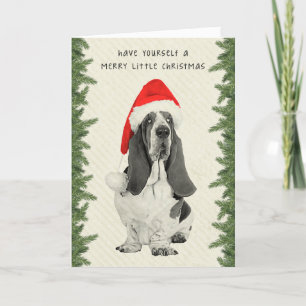 Basset Hound Vintager Weihnachtsstil Feiertagskarte