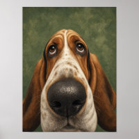 Basset Hound Wandkunst – Lustige Nahaufnahme einer