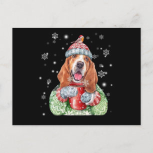 Basset Hound warme Winter Weihnachten Postkarte