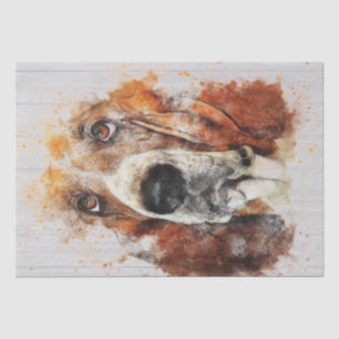Basset Hound Wasserfarbendekoupage Seidenpapier