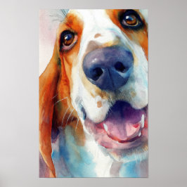 Basset Hound Wasserfarbenporträt Poster