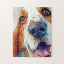 Basset Hound Wasserfarbenporträt Puzzle